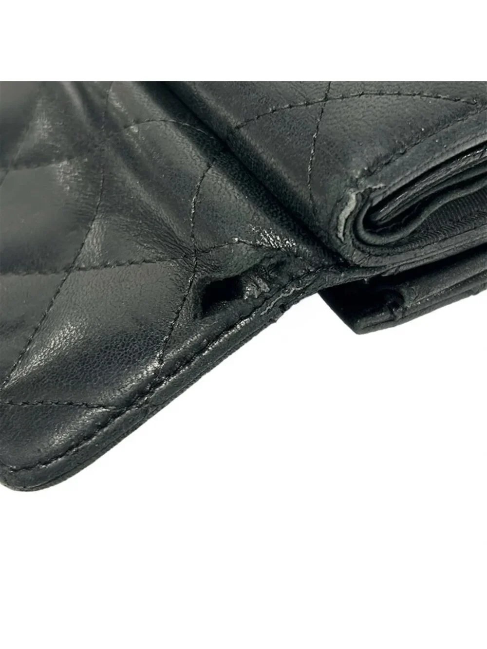Chanel Hook Wallet Quilted Black Silver Lambskin
